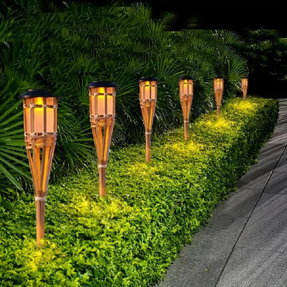 Solar Bamboo LED Flame Lights for Cozy Outdoor Atmosphere and Garden Decoration