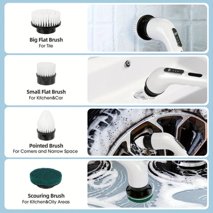 CleanSweep Pro - Versatile 9-in-1 Electric Cleaning Brush Set