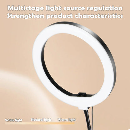 Adjustable Arm LED Ring Light with Phone Holder | 3 Color Modes & USB Powered | Perfect for Live Streaming, Videos, and Selfies