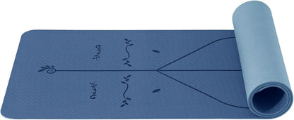 Non-Slip Pilates and Fitness Mat | Skin-Friendly TPE | 183 × 61 × 0.6 cm | With Alignment Lines