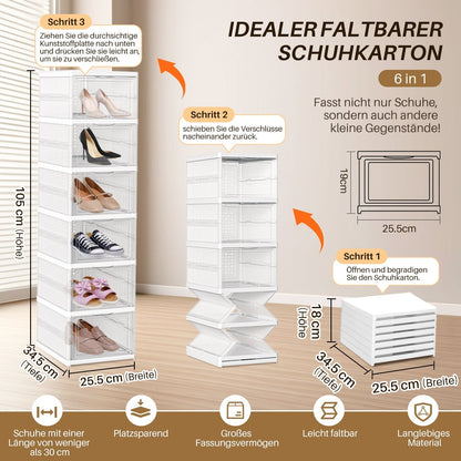 Stackable Storage Boxes for Shoes – 6 Layer Organizer