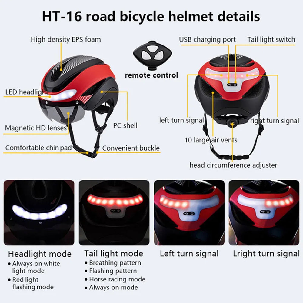 Smart LED Bicycle Helmet with Turn Signals and Triple Layer Safety