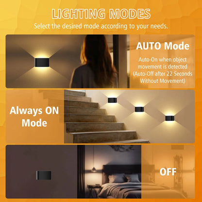 Wireless LED Wall Light with Up and Down Lighting | Motion Sensor | Warm White 3000K