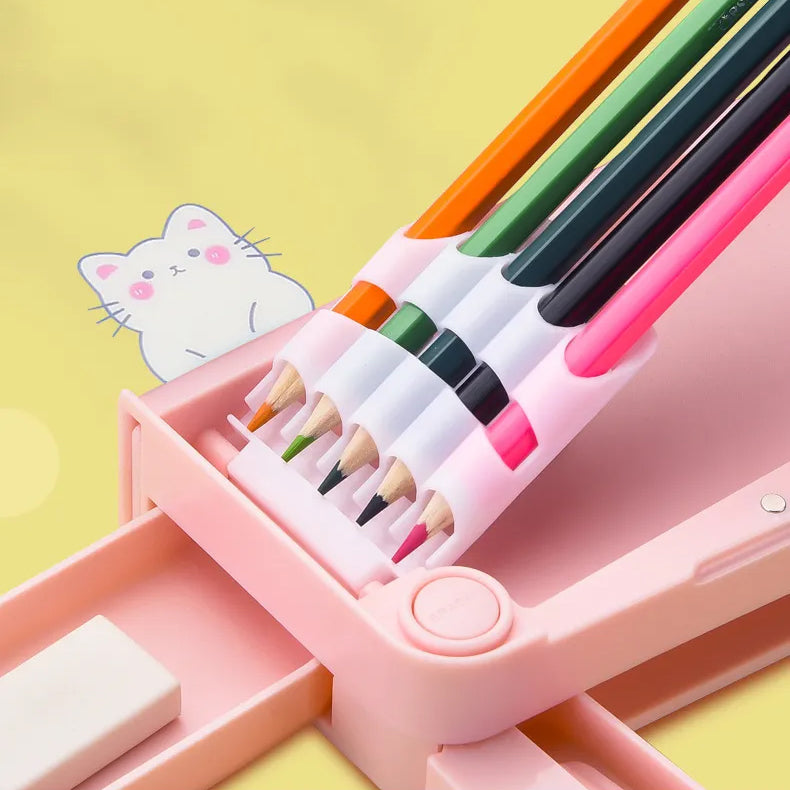 Effortless Pencil Case with Built-in Sharpeners