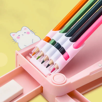 Effortless Pencil Case with Built-in Sharpeners