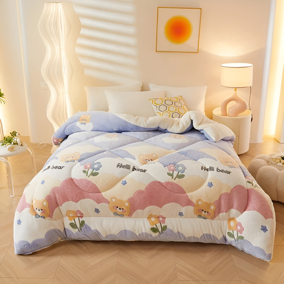 Floral Design Flannel Bed Blanket | Soft, Cozy, Skin-Friendly & Easy Care