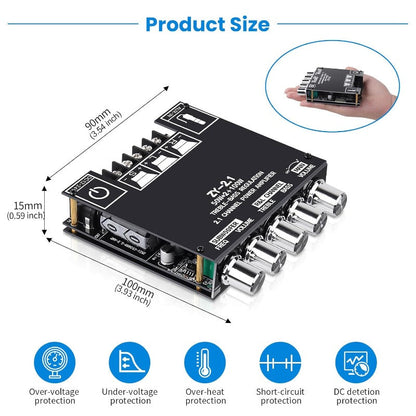 High-Power 2.1 Channel Bluetooth Audio Amplifier