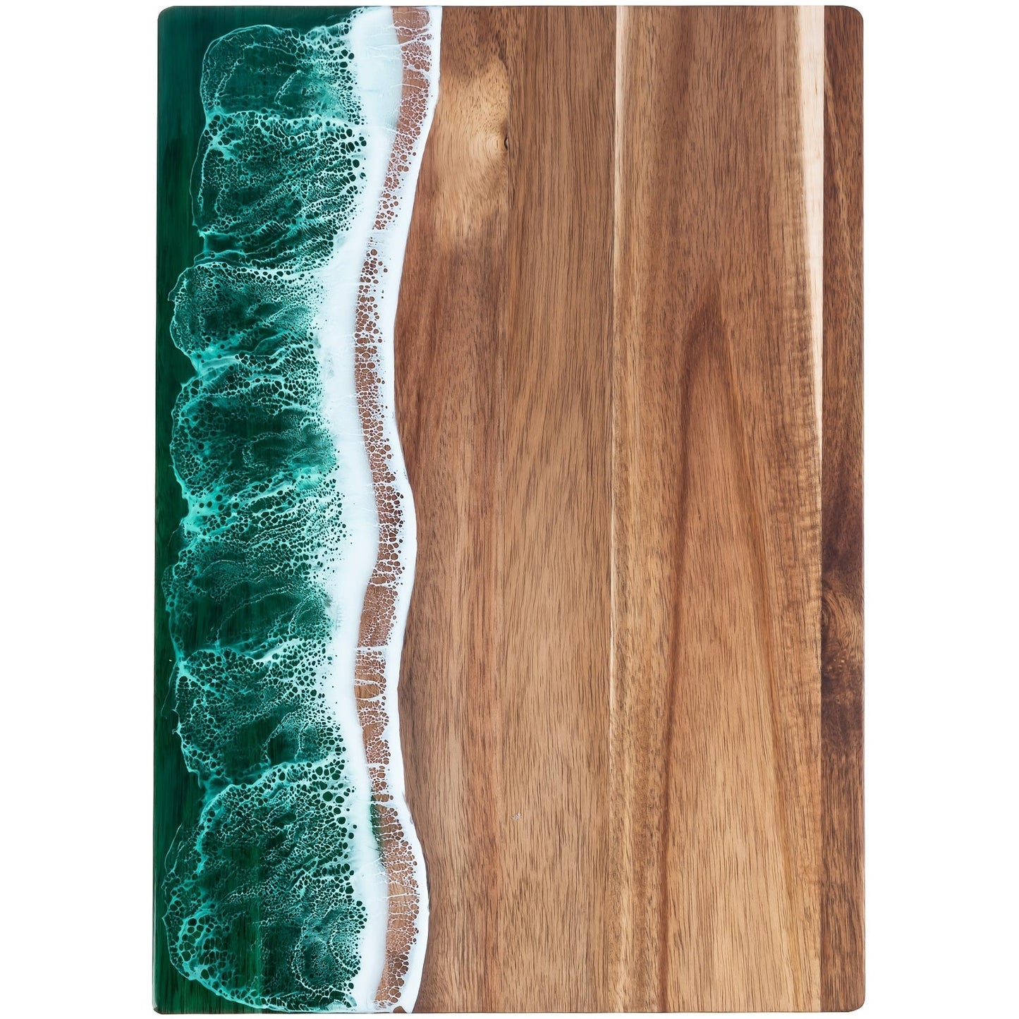 Wooden Cutting Board with Ocean Resin – Charcuterie and Cheese Platter