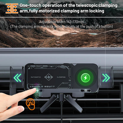 Smart Car Phone Mount with 15W Fast Wireless Charging