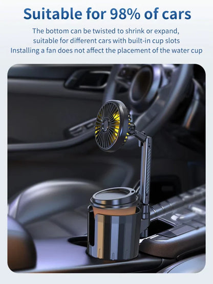 Adjustable Cooling Car Cup Holder Fan with USB Charging - 2-in-1