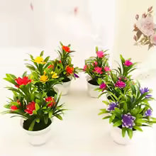 Artificial Lotus Flowers with Leaves in Pot | 18 cm Home & Office Decor
