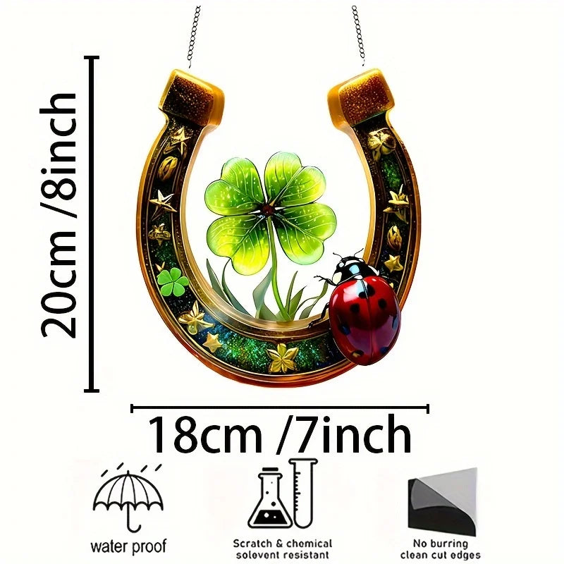 Double-Sided Horseshoe Sun Catcher Pendant | 20 cm Window & Garden Decor