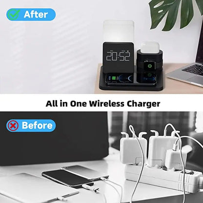 Wireless Charging Nightstand Organizer with Gentle Lamp