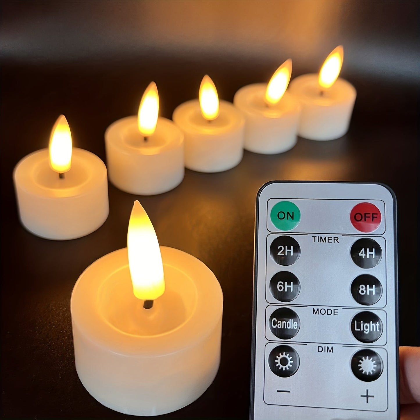 Set of 6 Flameless Candles with Remote Control - Flickering for Cozy Evenings