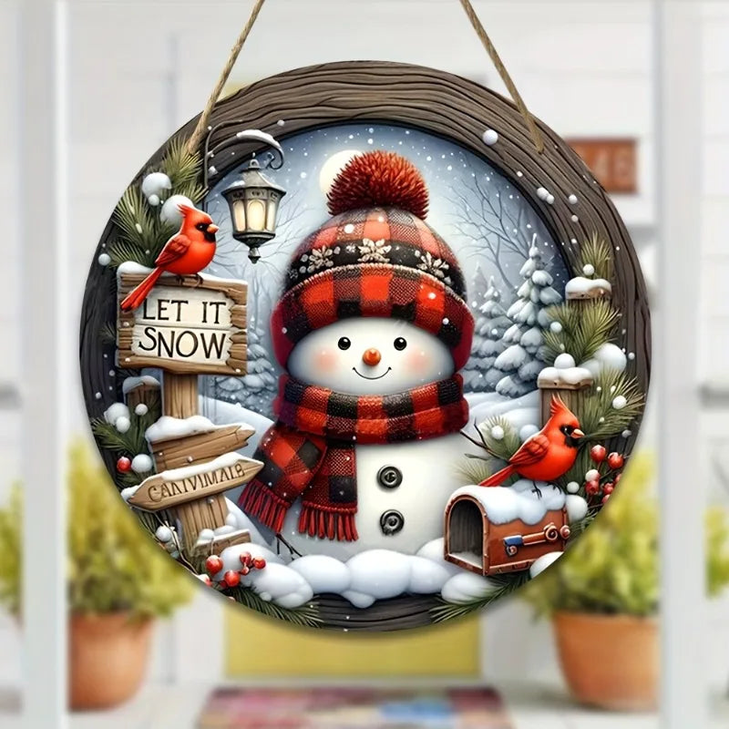 Acrylic Christmas Wreath - Snowman & Winter Theme - Wall and Door Decor Ø 20 cm