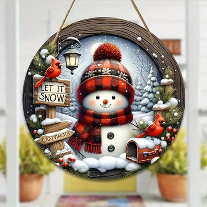 Acrylic Christmas Wreath - Snowman & Winter Theme - Wall and Door Decor Ø 20 cm