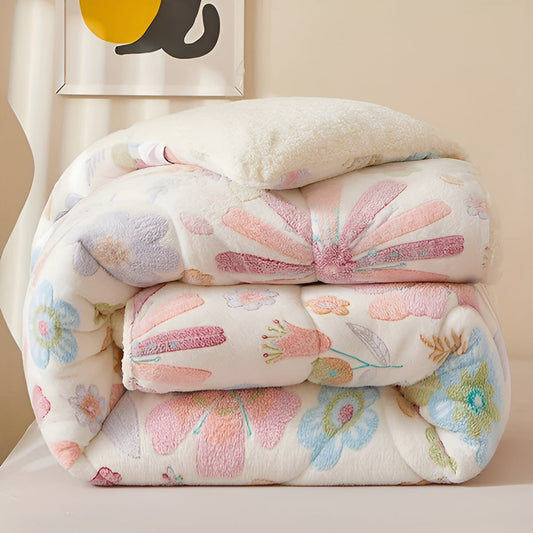 Floral Design Flannel Bed Blanket | Soft, Cozy, Skin-Friendly & Easy Care