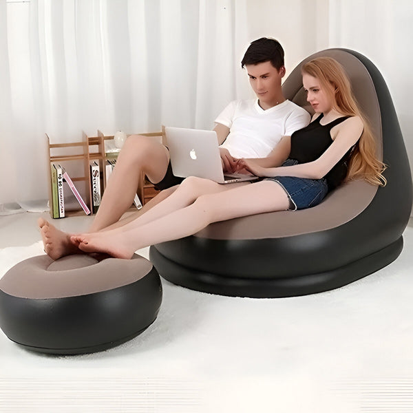 Inflatable Lounge Chair with Footrest for Indoor and Outdoor Relaxation