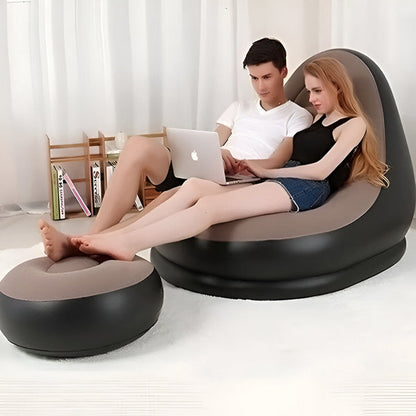 Inflatable Lounge Chair with Footrest for Indoor and Outdoor Relaxation