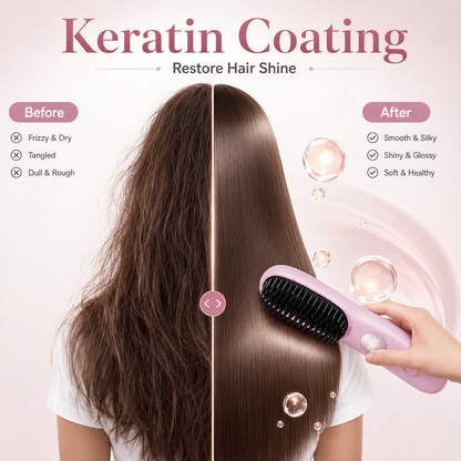 LED Display Cordless Hair Straightening Brush