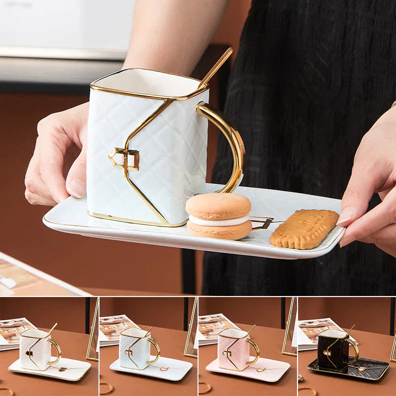 Elegant Handcrafted Mug Set with Saucer and Spoon