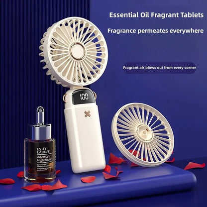 Compact USB Desk Fan with Phone Holder | Mini Handheld Fan | 5 Speed Settings | Quiet Operation