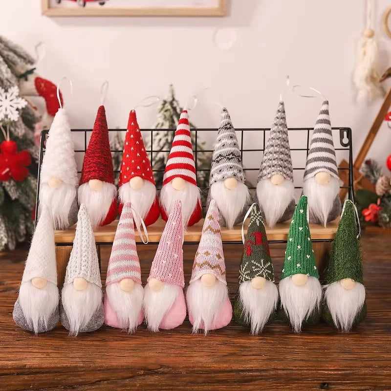 3-Piece Scandinavian Gnome Decoration Set | Fabric and Plush | Hanging Ornaments for Christmas Tree & Home