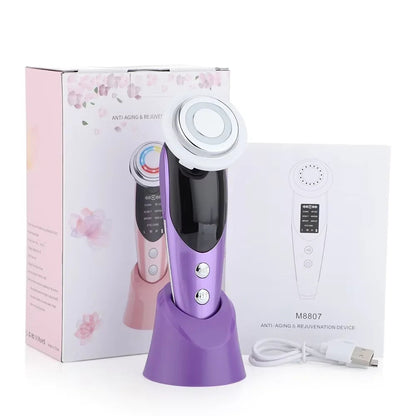 7-in-1 Facial Massager with EMS & RF Microcurrent | LED Light Therapy Anti-Aging Device