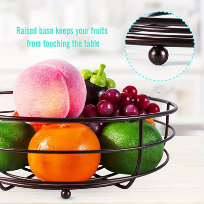 2-Tier Oval Fruit Basket with Banana Stand – Metal Kitchen Storage