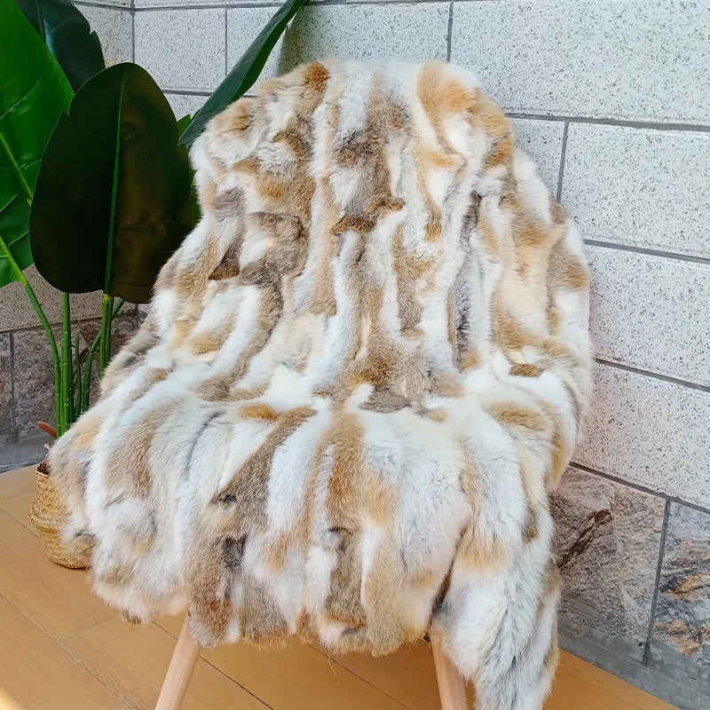 Natural Handmade Rabbit Fur | Soft and Authentic | 100x50 cm
