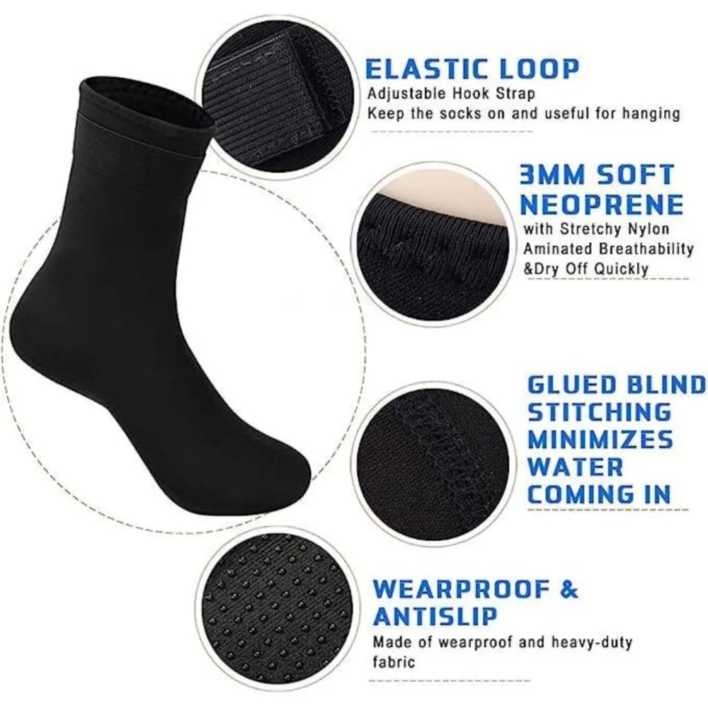 Neoprene Socks for Diving and Surfing | 0.3–0.5 cm | Warm and Non-Slip | Perfect for Snorkeling, Swimming, and Water Sports