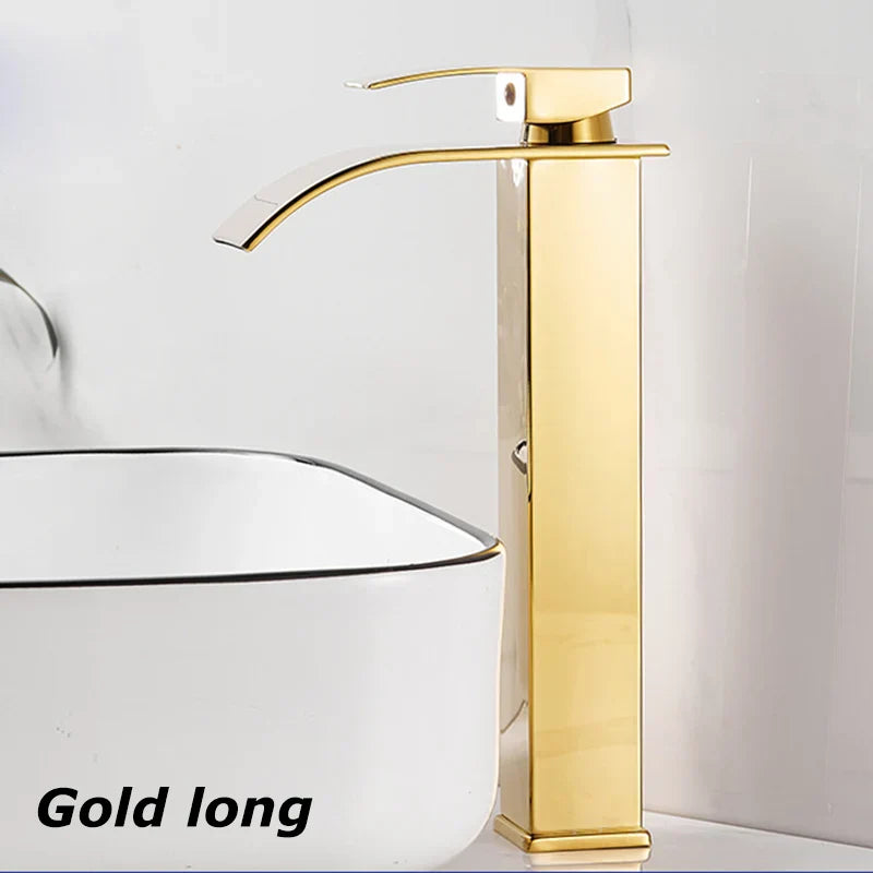 Black Matte Stainless Steel Sink Faucet with Waterfall Design for Modern Bathrooms