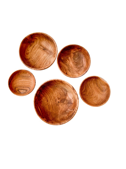 Nesting Teak Bowls Set – 5 Handcrafted Pieces in Classic Style