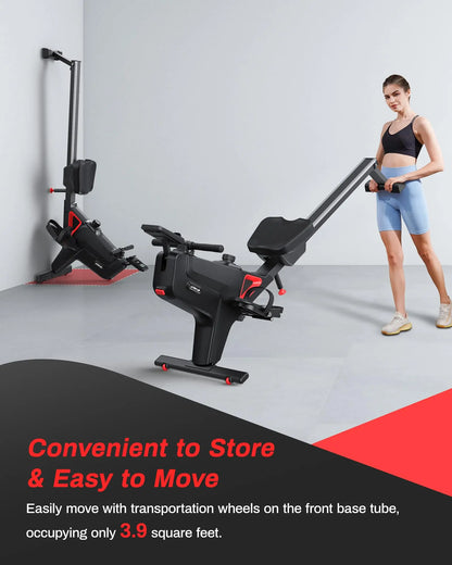 Magnetic Rowing Machine with 16 Resistance Settings | 12 lb Flywheel, Bluetooth LCD, 350 lb Weight Capacity & Compact Design