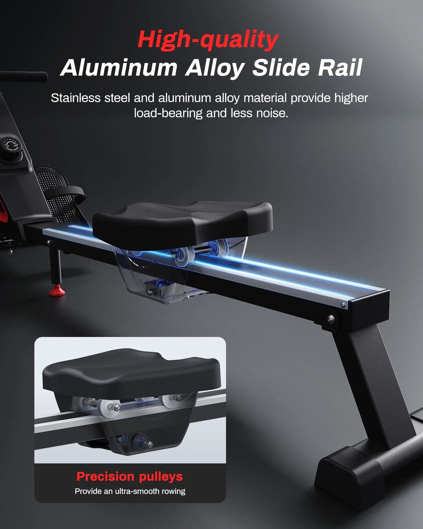Magnetic Rowing Machine with 16 Resistance Settings | 12 lb Flywheel, Bluetooth LCD, 350 lb Weight Capacity & Compact Design