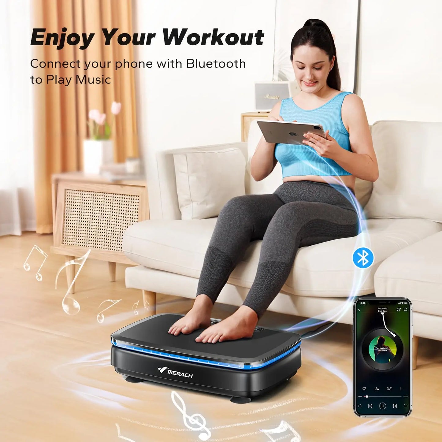 Full Body Workout Platform - 99-Speed Vibration Exercise Machine with Bluetooth & Lymphatic Drainage, 330lb Capacity