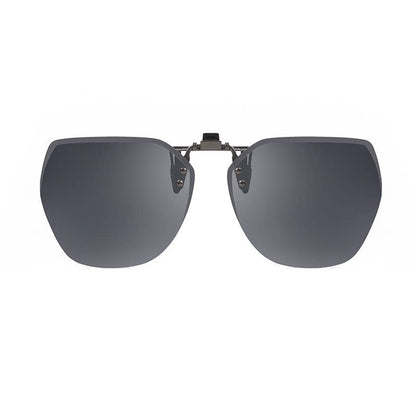 Rimless Polarized Clip-On Sunglasses with Anti-Glare and Flip-Up for Driving