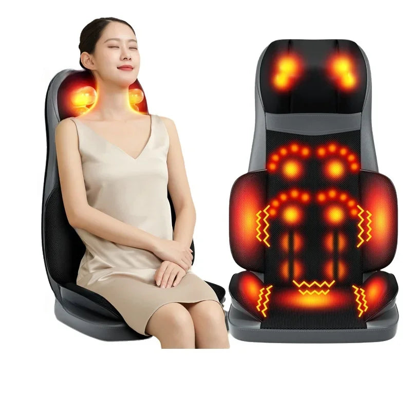 Heated Massage Cushion – 8D Neck and Back Massager with Vibration & Remote