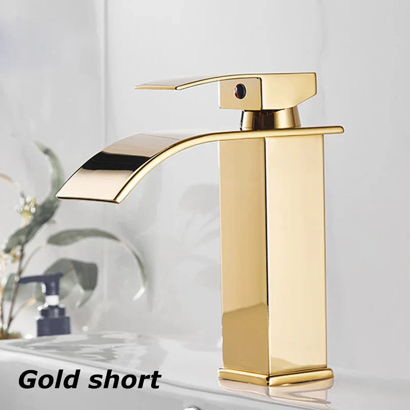 Black Matte Stainless Steel Sink Faucet with Waterfall Design for Modern Bathrooms