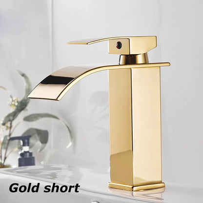 Black Matte Stainless Steel Sink Faucet with Waterfall Design for Modern Bathrooms