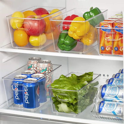 Stackable Clear Acrylic Storage Bins for Refrigerator and Pantry Organization