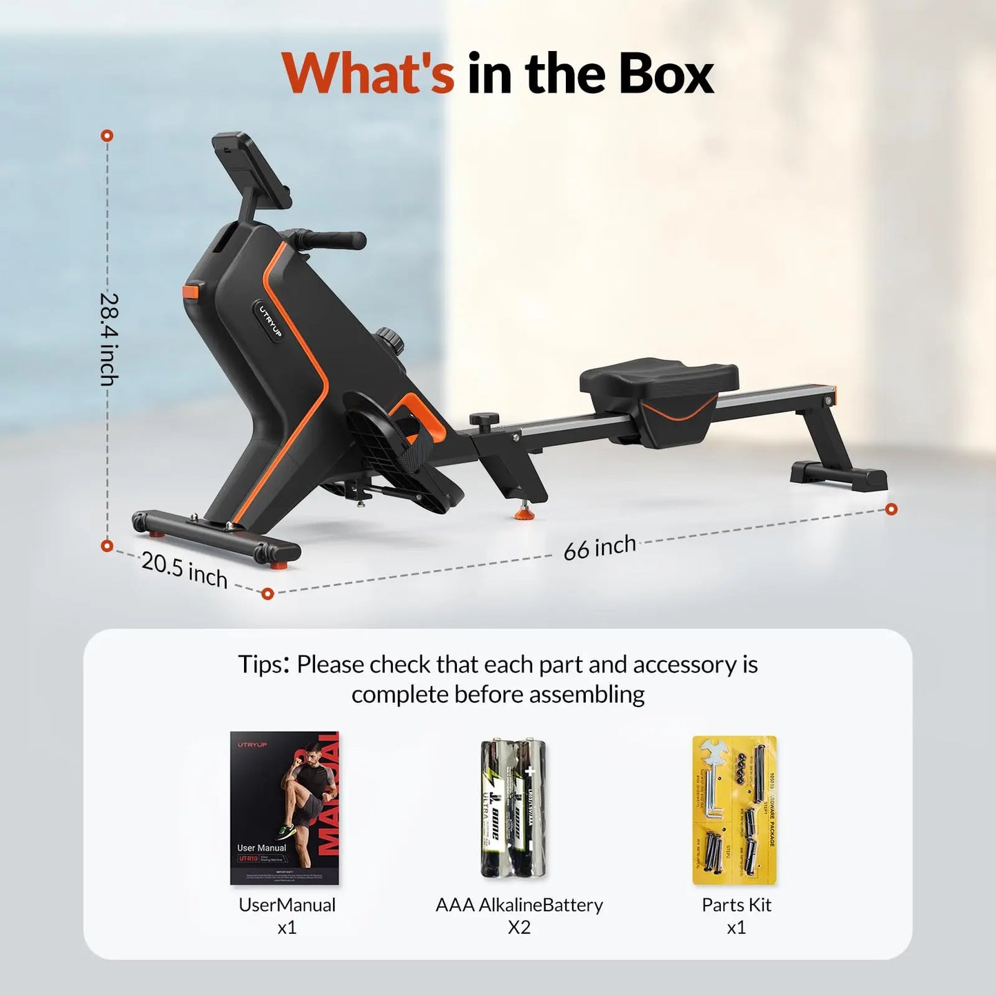 Magnetic Rowing Machine with 16 Resistance Settings | 12 lb Flywheel, Bluetooth LCD, 350 lb Weight Capacity & Compact Design