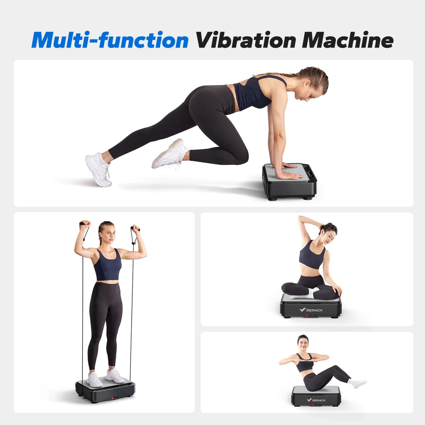 Compact Vibration Fitness Plate – 99 Speed Settings, 9 Workout Modes, Remote & Resistance Bands