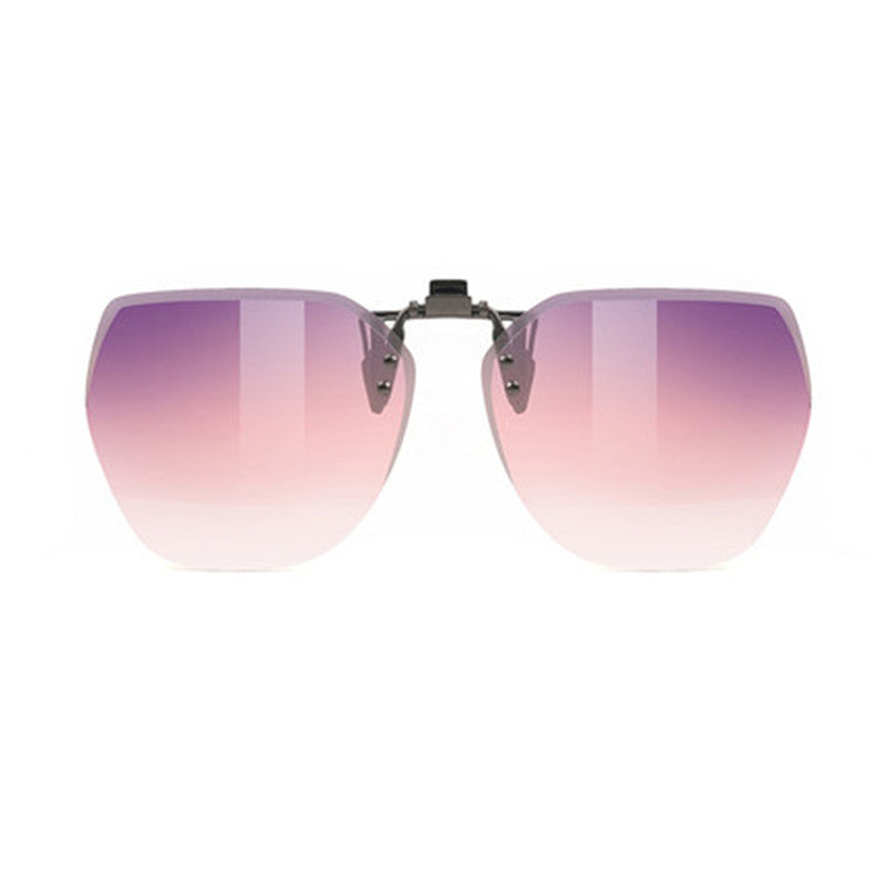 Rimless Polarized Clip-On Sunglasses with Anti-Glare and Flip-Up for Driving