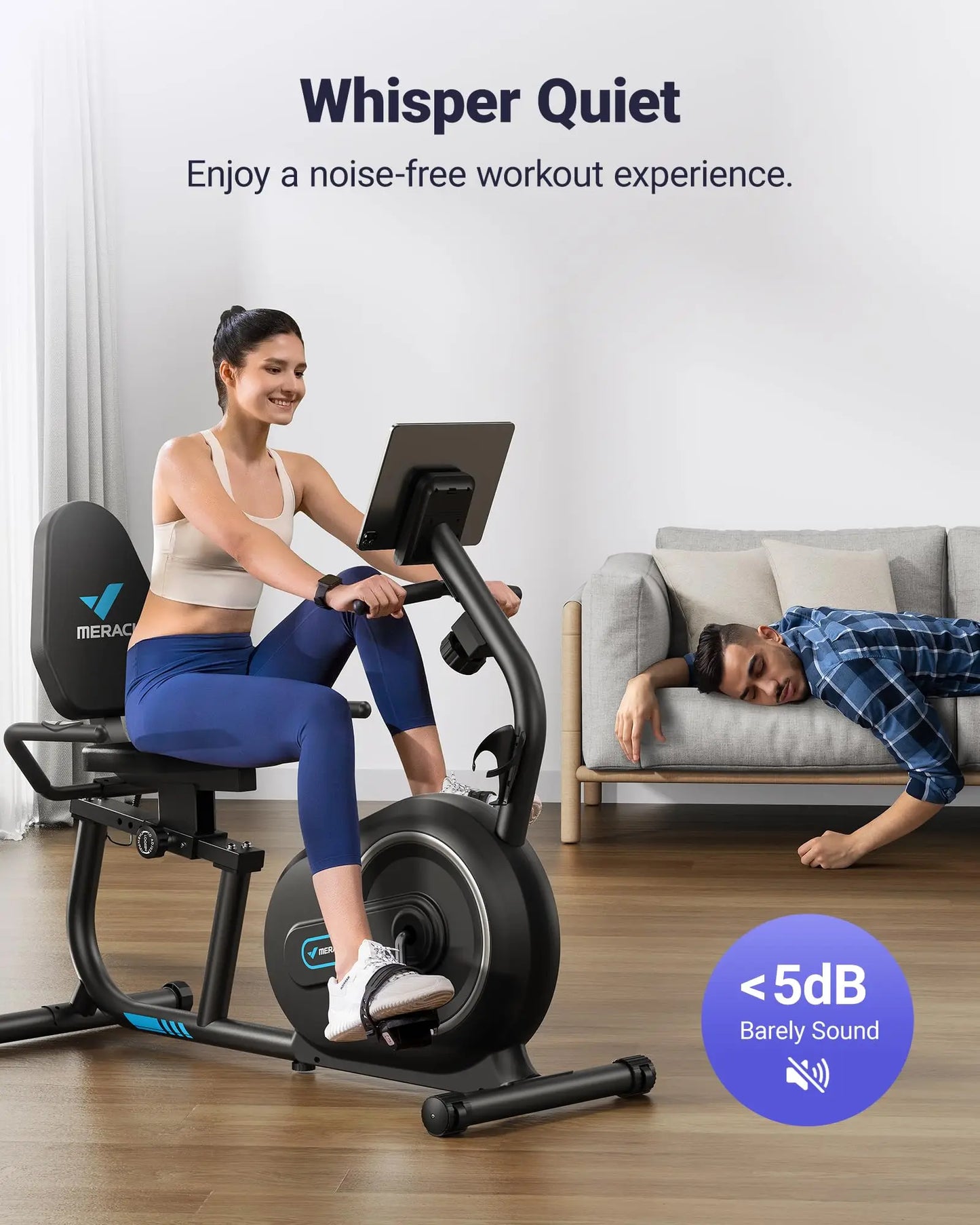 Recumbent Exercise Bike with Bluetooth, 8 Resistance Levels, LCD Monitor & App Sync, 300 lb Capacity
