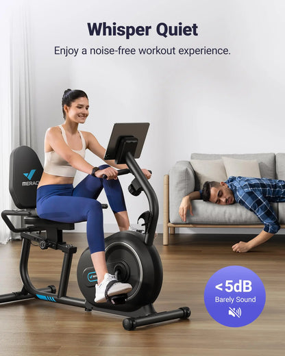 Recumbent Exercise Bike with Bluetooth, 8 Resistance Levels, LCD Monitor & App Sync, 300 lb Capacity