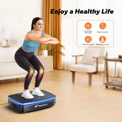 Full Body Workout Platform - 99-Speed Vibration Exercise Machine with Bluetooth & Lymphatic Drainage, 330lb Capacity