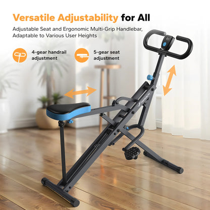 2-in-1 Foldable Full Body Trainer – Adjustable Resistance Squat Rowing Machine, 350 lb Capacity