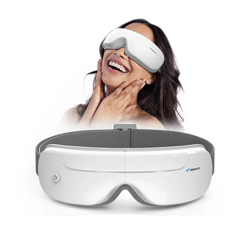 Eye Massager with Heat Therapy for Strain Relief | Warm Compress, Air Pressure, Bluetooth, Foldable