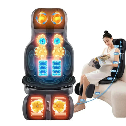 8D Neck-to-Foot Massager with Heat – Full Body Massage Cushion & Reclining Backrest